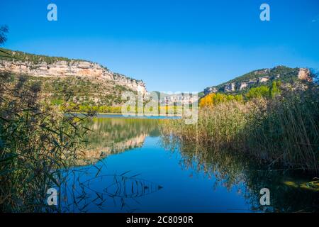 See. Uña, Provinz Cuenca, Castilla La Mancha, Spanien. Stockfoto