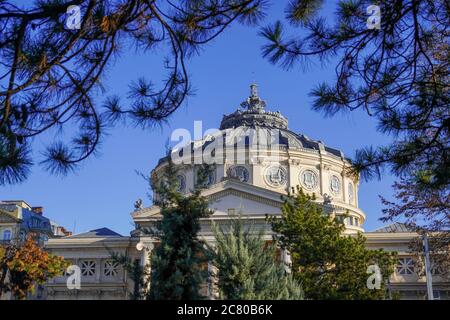 Exterieur des rumänischen Atheneum, eine Konzerthalle in Bukarest, Rumänien. Im Jahr 1888 eingeweiht. Stockfoto