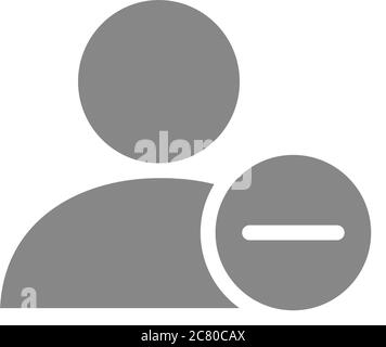 Benutzerprofil mit Minus-grauem Symbol. Abgelehnter Kunde, Symbol aufheben Stock Vektor