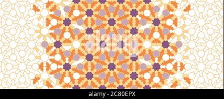 Arabeske Vektor nahtlose Grenze. Geometrische Halbtonstruktur mit Auflösung der Farbplättchen. Arabesque Textur, Verpackung, Hintergrund Stock Vektor