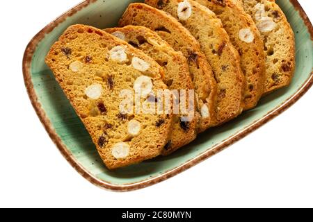 Knusprige Kekse mit Obst. Italienische Biscotti. Stockfoto