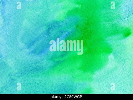Blaue und grüne Aquarelle auf texturiertem Papier Hintergrund. Grunge Muster. .Raster Illustration bunte Pinsel mit Platz für Text, für die Medienwerbung Website Mode Konzept Design, Banner Stockfoto
