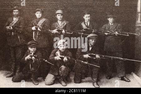 Gruppe der finnischen Roten Garden 1918. Stockfoto