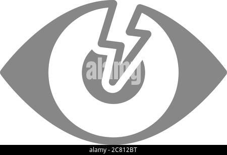 Menschliches Auge mit grauem Symbol für akute Schmerzen. Sehorgankrankheit Symptom, Blindheit Symbol Stock Vektor