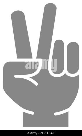 Graues Symbol für Friedensgesten. Symbol für die Siegeshand Stock Vektor