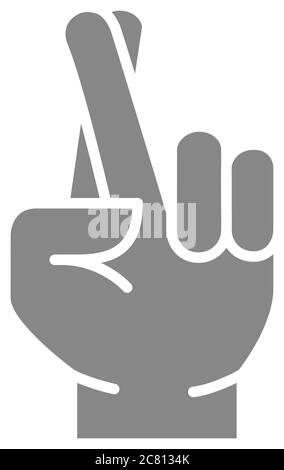 Wunsch nach Glück graue Ikone. Symbol für gekreuzte Finger Stock Vektor
