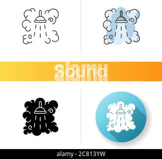 Dampfdusche-Symbol. Lineare Schwarz- und RGB-Farbstile. Körperpflege, Körperpflege. Haushaltsannehmlichkeit. Waschen unter heißem oder kaltem fließendem Wasser. Dusche Stock Vektor