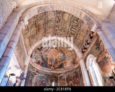 Pinturas medievales de la Iglesia de San Martín de Tours. Gazeo. Álava. País Vasco. España Stockfoto