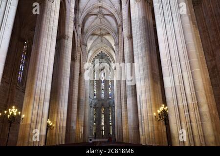 Das Innere des Klosters von Batalha ist ein Dominikanerkloster in der Zivilpfarrei von Batalha, Portugal. Ursprünglich als Kloster der Heiligen Maria bekannt Stockfoto