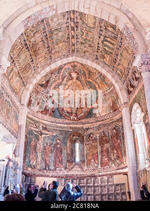 Pinturas medievales de la Iglesia de San Martín de Tours. Gazeo. Álava. País Vasco. España Stockfoto