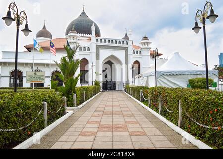 Penang, Malaysia - August 2018: Die berühmte Kapitan Keling Moschee in George Town Penang in Malaysia Stockfoto