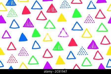 Nahtlose im Stil der 80er Muster mit farbenprächtigen doodle Dreiecke Stockfoto