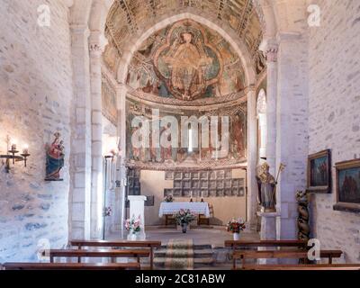 Pinturas medievales de la Iglesia de San Martín de Tours. Gazeo. Álava. País Vasco. España Stockfoto