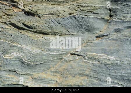 Naturstein Hintergrund Textur, grau grüne Farbe, Kea Insel, Griechenland, Draufsicht. Stockfoto
