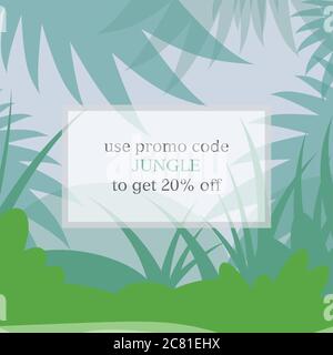 Square Dschungel Promo-Code Gutschein Vorlage für webiste Vektor Illustration Stock Vektor