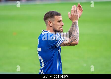 Posen, Polen. Juli 2020. Pedro Tiba aus Lech Poznan applaudiert nach dem polnischen PKO Ekstraklasa-Spiel zwischen Lech Poznan und Jagiellonia Bialystok im Stadtstadion in Poznan.Endstand; Lech Poznan 4:0 Jagiellonia Bialystok. Kredit: SOPA Images Limited/Alamy Live Nachrichten Stockfoto