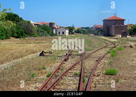 Palau, Sardinien, Italien. Alter Bahnhof Stockfoto