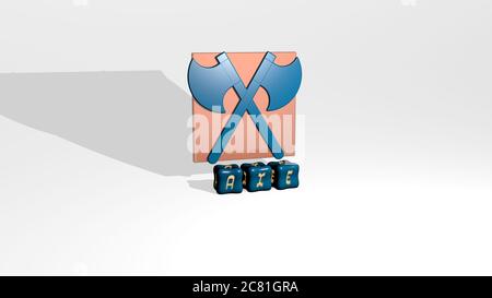 3D-Illustration von AX-Grafiken und Text von metallischen Würfel Buchstaben für die damit verbundenen Bedeutungen des Konzepts und Präsentationen. Hintergrund und Set Stockfoto