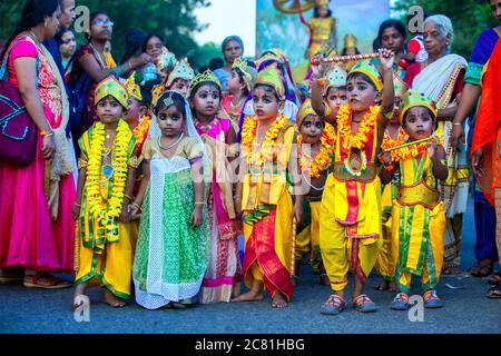 janmashtami Festival, Festivals in indien, Festivals kerala, Tanzformen kerala, farbenfrohe indische Festival, thrissur, kerala, südindien, indien Stockfoto