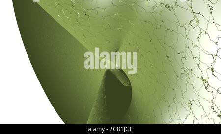 Mathematische Form aus Olive drab monochromic 3D gekrümmten abstrakten Hintergrund Bild aus einfachen gefleckten Mustern mit Schatten Perspektiven. Öl und Illustration Stockfoto