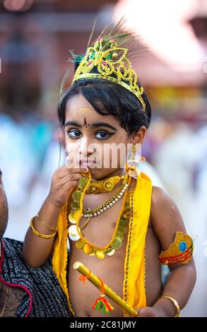 janmashtami Festival, Festivals in indien, Festivals kerala, Tanzformen kerala, farbenfrohe indische Festival, thrissur, kerala, südindien, indien Stockfoto