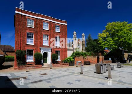 Blick auf den Platz der White Horse Street, Baldock Stadt, Hertfordshire County, England, Großbritannien Stockfoto