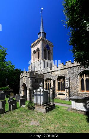 St Marys Pfarrei Kirche, Baldock Town, Grafschaft Hertfordshire, England, UK Stockfoto