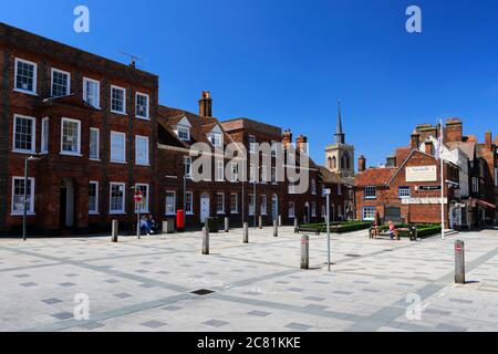 Der Marktplatz im Stadtzentrum, Baldock Stadt, Hertfordshire County, England, Großbritannien Stockfoto