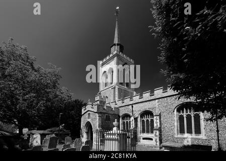 St Marys Pfarrei Kirche, Baldock Town, Grafschaft Hertfordshire, England, UK Stockfoto