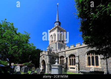 St Marys Pfarrei Kirche, Baldock Town, Grafschaft Hertfordshire, England, UK Stockfoto