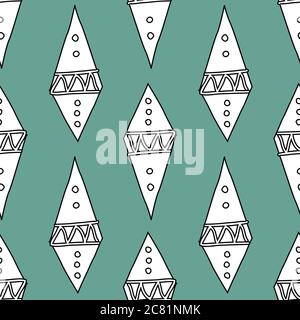 Fun Kite Formen auf teal Hintergrund Nahtloses Muster Vektor Hand gezeichnete Doodle Stil Illustration Oberfläche Design Stock Vektor