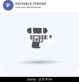 Wasserpistole Symbolvektor, gefüllt flaches Zeichen, solides Piktogramm isoliert auf weiß, Logo-Illustration. Symbol für Wasserpistole zur Präsentation. Stock Vektor