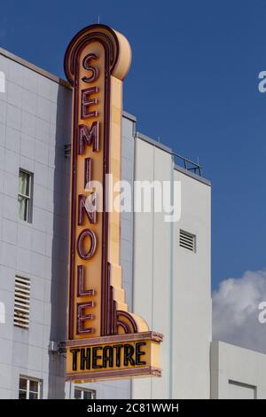 Das historische Seminole Theater ist das Zentrum für darstellende Kunst der Premiere in Homestead, Florida. Die Seminole bietet eine kreative Drehscheibe von Theater, Musik, da Stockfoto