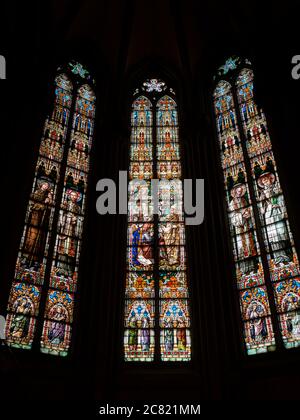 Vidriera de la Catedral de María Inmaculada (Catedral Nueva). Vitoria. Álava. País Vasco. España Stockfoto