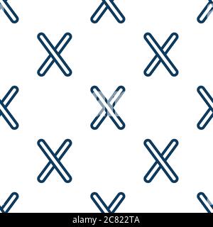 Nahtloses Kreuzmuster. X-Linie blau. Vektordarstellung auf weißem Hintergrund isoliert. Stock Vektor