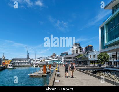 Uferpromenade in Queens Wharf, Wellington, Neuseeland Stockfoto