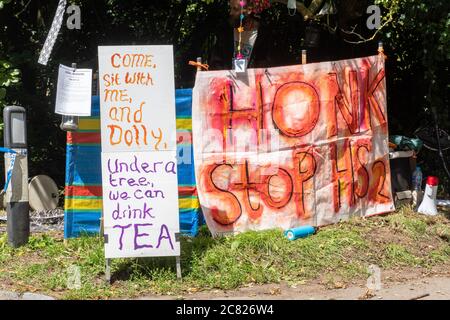 Anti HS2 Protest in Great Missenden, Buckinghamshire, England, Großbritannien Stockfoto