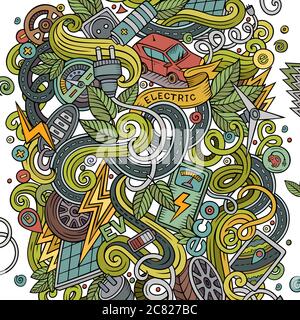 Cartoon niedliche Kritzeleien Elektroautos Illustration Stock Vektor