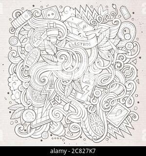 Cartoon niedliche Kritzeleien Elektroautos Illustration Stock Vektor