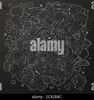 Fast Food doodles Elemente Hintergrund Stock Vektor