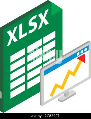 XLSX-Dateisymbol, isometrischer Stil Stock Vektor