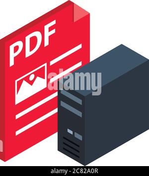 PDF-Dateisymbol, isometrischer Stil Stock Vektor