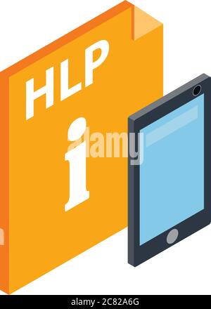HLP-Dateisymbol, isometrischer Stil Stock Vektor