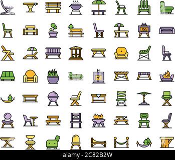 Gartenmöbel Symbole Vektor flach Stock Vektor