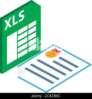 XLS-Dateisymbol, isometrischer Stil Stock Vektor