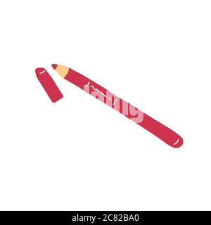 Eyeliner mit einer Skizze, Augenbrauensymbol. Bleistift für Augen, Brauen und Lippen. Make-up Kosmetik Zeichen. Handgezeichneter Doodle-Vektor Illustration Stock Vektor