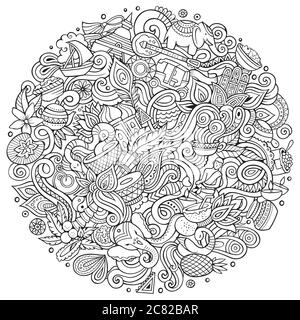 Cartoon niedliche Kritzeleien handgezeichnete Indien Illustration Stock Vektor