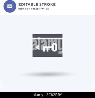 Symbolvektor für Zimmerschlüssel, gefülltes flaches Schild, solides Piktogramm isoliert auf Weiß, Logo-Illustration. Raumschlüssel-Symbol für Präsentation. Stock Vektor