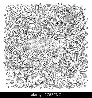 Cartoon niedliche Kritzeleien handgezeichnete Indien Illustration Stock Vektor