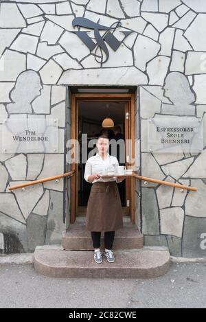 Tim Wendelboe Café, Espresso-Bar und Mikro-Rösterei in Oslo, Norwegen Stockfoto